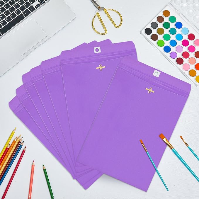 Geyee 100 Pcs Clasp Manilla Envelopes 9 x 12 Inch Gummed Colored Envelopes - Image 4