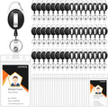 100 Pcs Retractable Badge Reels & ID Badge Holder, Heavy Duty Badge Holder by LYDTICK