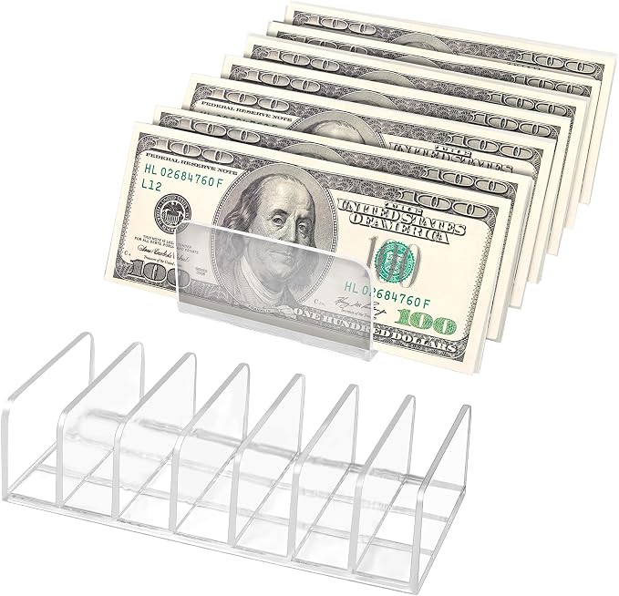 2 Packs Acrylic Mail Organizer Plastic Desk Cash Tray, 7 Section Divided Vanity by Philbinden