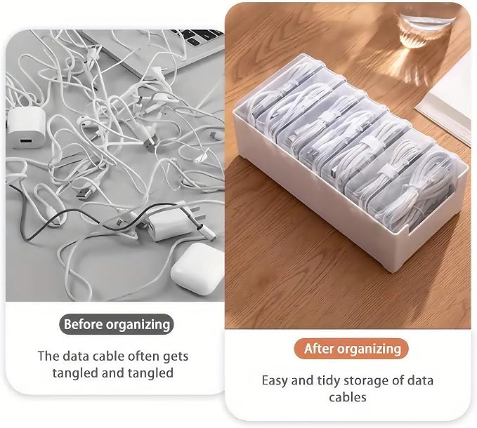7 Box Cable Organizer Storage Box, Desktop Cable Management - Image 2