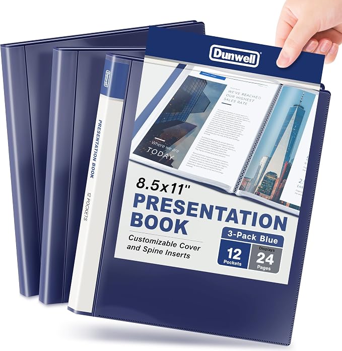 Dunwell Presentation Binder 12-Pocket, Displays 24 Pages, 8.5x11 Portfolio by Dunwell