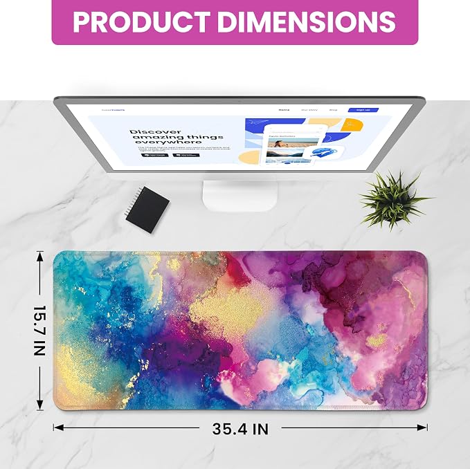 Aesthetic Desk Mat, Cute Color Splash Desk Pad Protector - Image 2