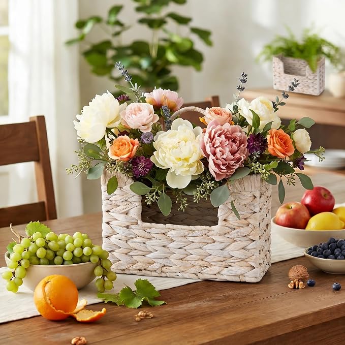 Set of 2 Magazine Holder Wall Basket Water Hyacinth Woven Mail Organizer - Image 5