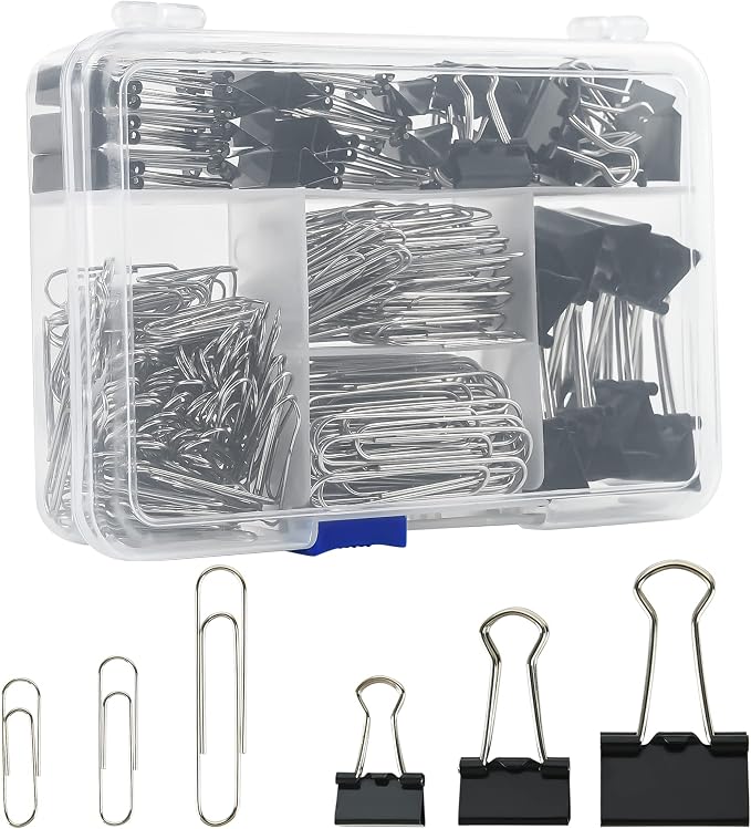 Assorted Size Binder Clips & Jumbo Paper Clips Set by EHME+EHME+EHME