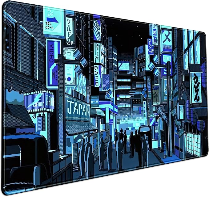 Japanese Gaming Arcade Blue Large Gaming Mouse Pad Keyboard Desk Pad Extended by Mechanical+Cattle