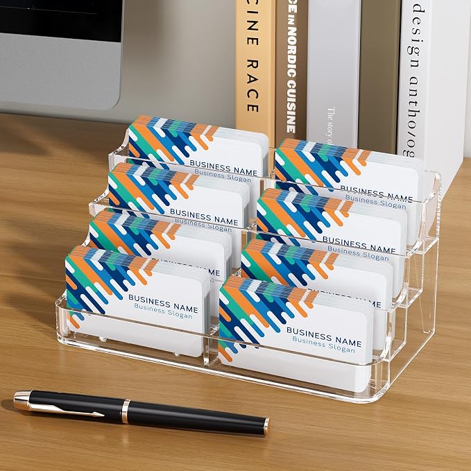 MaxGear Acrylic Business Card Holder, Desktop Card Display Stand, 8 Pockets | - Image 8