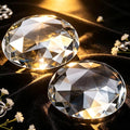Round Faceted Clear Crystal Paperweight Set of 2, K9 Transparent Diamond Shape by BuyNow