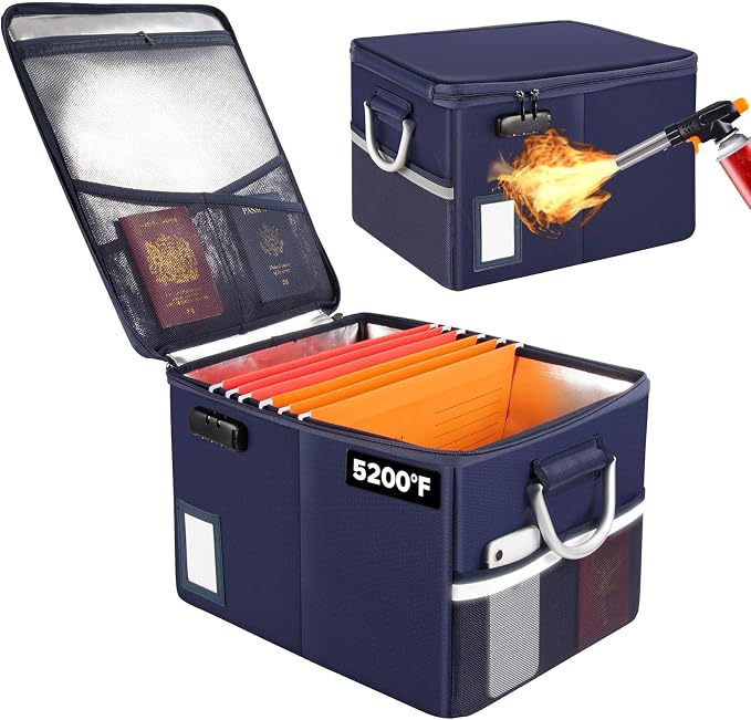 TOMKID 5200°F Fireproof Document Box, Fire Important Document Organizer by Aobteeny