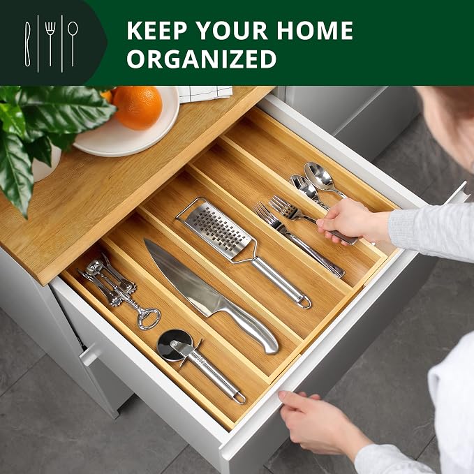 Luxury Bamboo Kitchen Drawer Organizer - Image 6