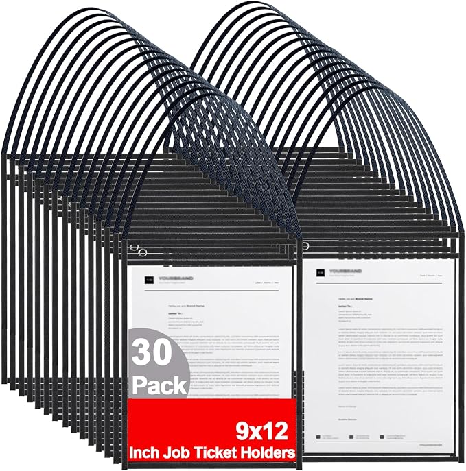 30 Pack Job Ticket Holders 9 x 12 Inch, Hanging Shop Ticket Holders | Clear by BESARME