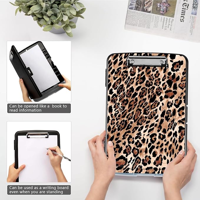 Clipboard with Storage, 9.5x14 High Capacity Leopard Print Storage Clipboard - Image 4