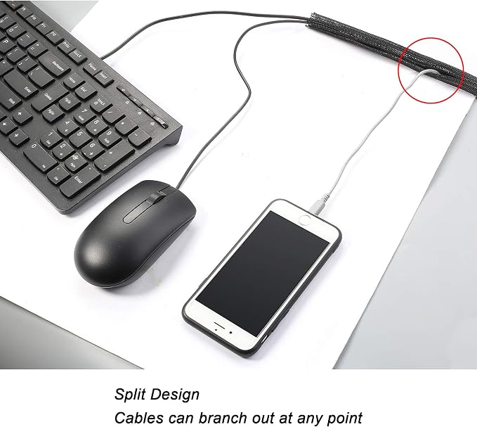 10ft - 3/8 inch Braided Cable Management Sleeve Cord Protector - Self-Wrapping - Image 3