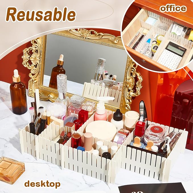 Vesici 80 Pcs Drawer Dividers Adjustable Plastic Organizer DIY Separators - Image 7