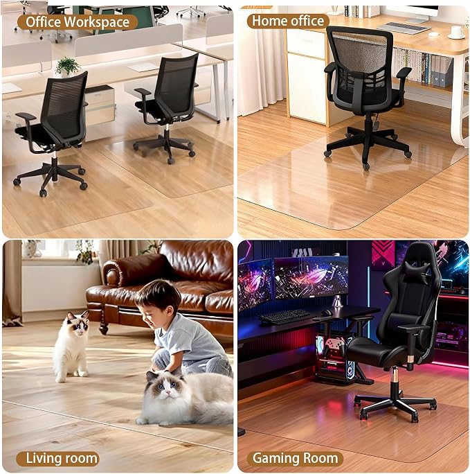 Office Chair Mat for Hard Floors 48 x 60 Inch, Transparent Under Desk Mat for - Image 7