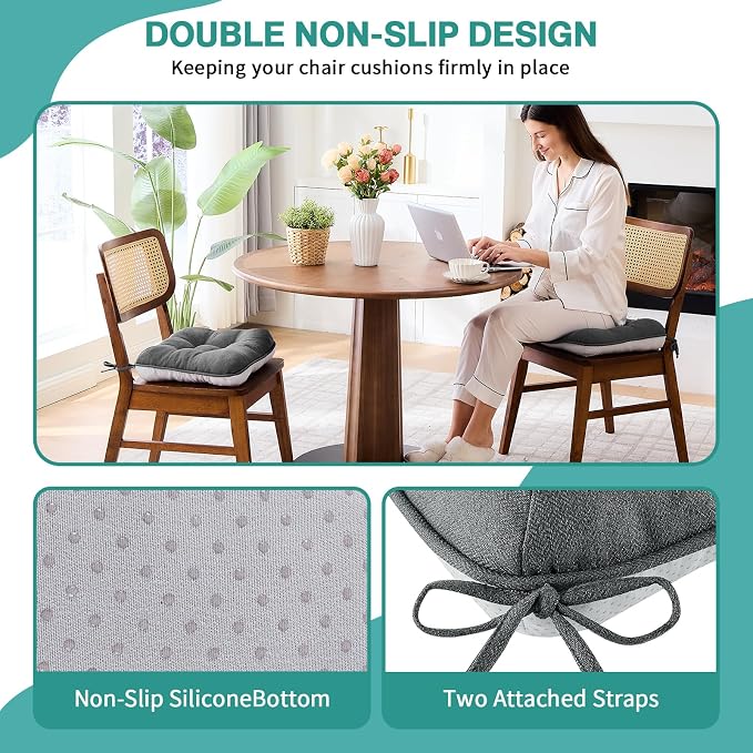BETU Chair Cushions for Dining Chairs Set of 6, 3.5" Thick Kitchen Table Chair - Image 2