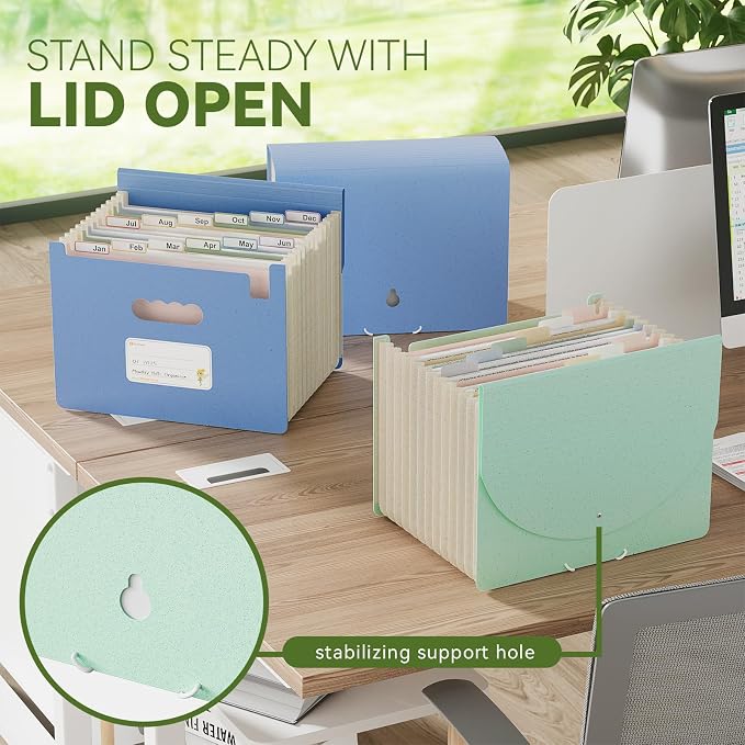 EcoStash Accordion File Organizer, 12-Pocket Wheat Straw Expanding File Folder - Image 4