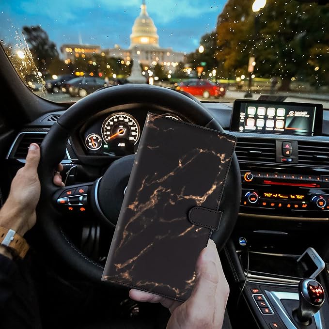 TOURSUIT Car Registration Insurance Card Holder, Marble Black | Vehicle License - Image 6