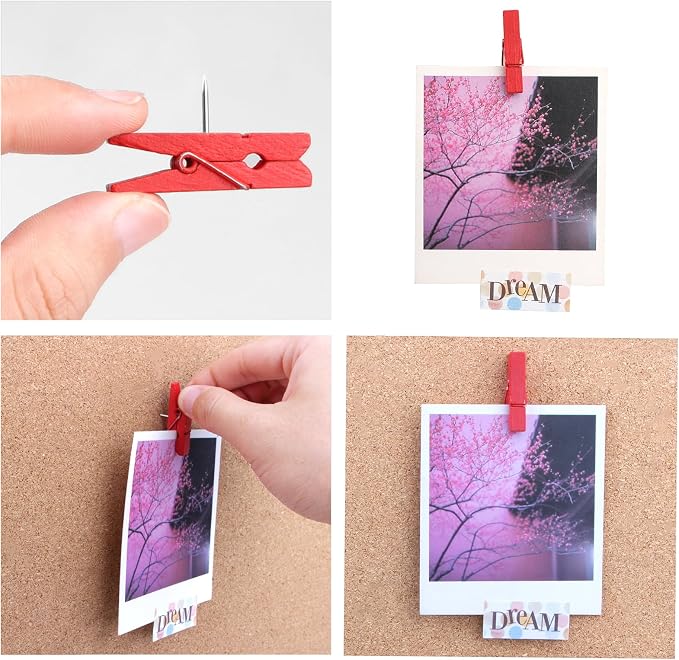 Wooden Push Pin Clips 50 Pcs, Pins Clips Creative Paper Clips - Image 3