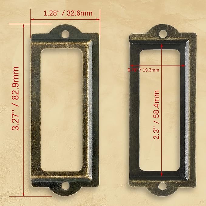 Antique Label Holder, 3.3 Inch, Office File Cabinet Shelves Drawer, Name Card - Image 3