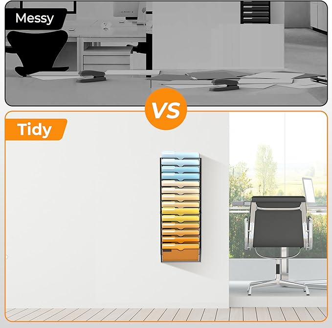 SUPEASY 14 Tier Wall File Organizer, Hanging Wall Mounted Mail Organizer - Image 5