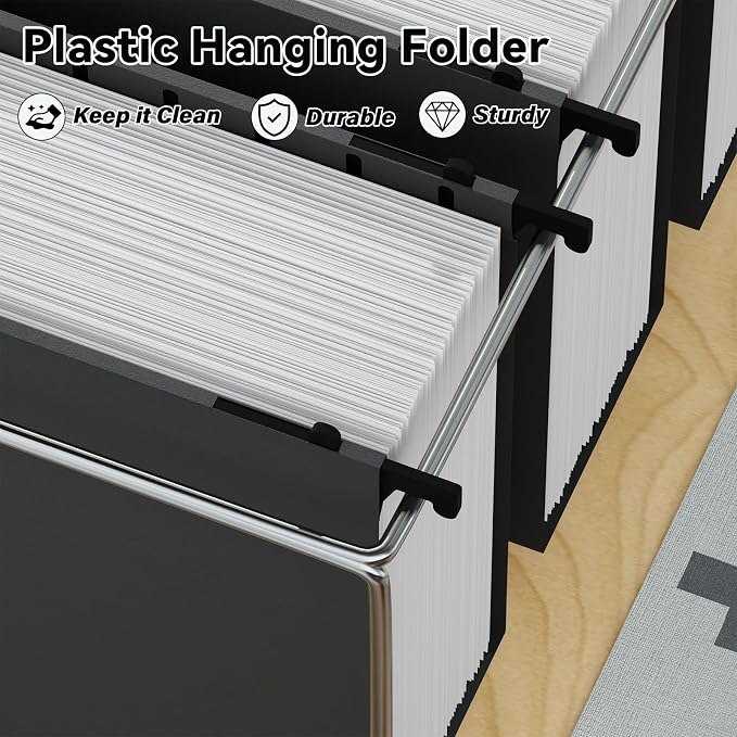 Ansook Plastic Legal Size Hanging File Folders, 12 Pack Black Legal Size File - Image 2