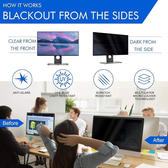 Magicmoon 2-Pack 24 Inch Computer Privacy Screen Filter, Anti-Spy/Glare - Image 4