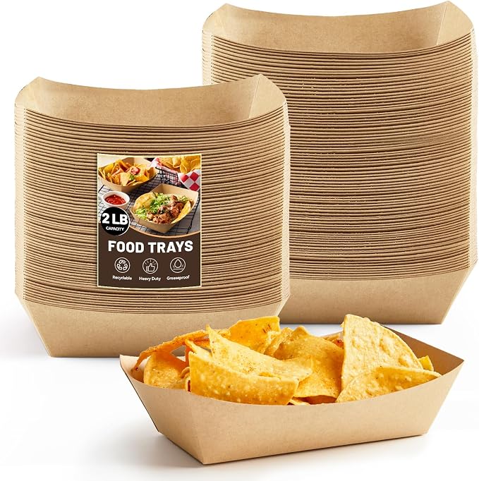 ZORRITA Paper Food Trays, 2 Lb, 200 Pack | Disposable, Take Out Basket Holders by ZORRITA