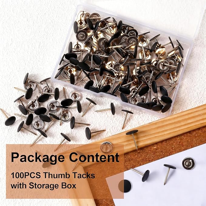 Black Heavy Duty Thumb Tacks, Extra Long Push Pins - Image 6