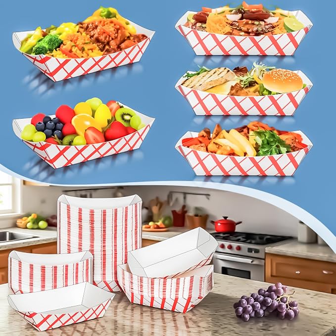 100 Pack 5LB Extra Large Paper Food Boats Trays Disposable Paper Boat Plate - Image 7
