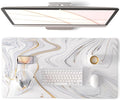 QIYI Large Mouse Pad, Cute Marble White Desk Mat, PU Leather Desk Protector by QIYI