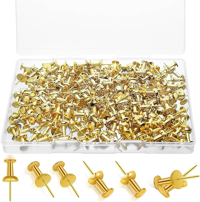 220 Count Gold Push Pins, Standard Plastic Head Steel Point Gold Thumb Tacks by BornforArt