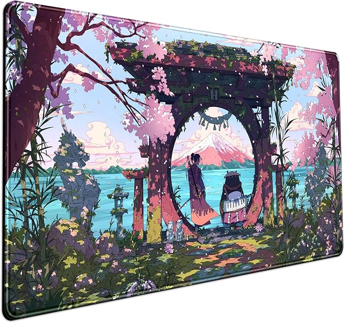 Pink Japan Desk Pad Anime Gaming Green Mouse Pad Large Mouse Pad by Mechanical+Cattle