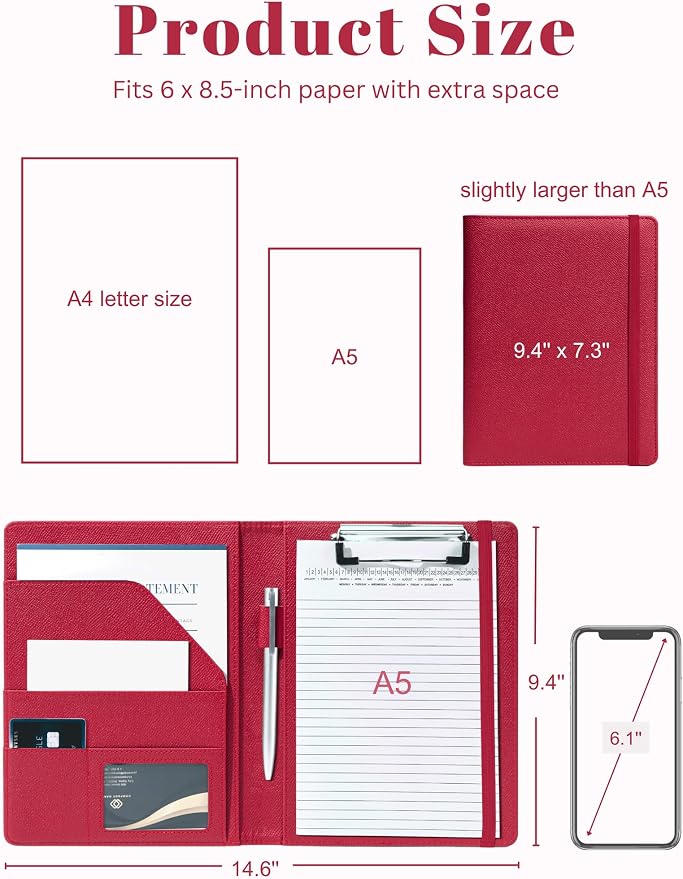Mymazn Junior Padfolio Portfolio Folder, Small A5 Clipboard - Image 3
