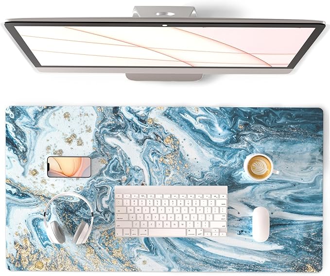 QIYI Large Desk Pad, Keyboard Mouse Pad Desktop Decor, Waterproof PU Leather by QIYI