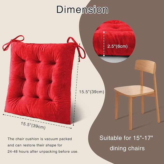 OVOV 6 Pack Chair Cushions for Dining Chairs Soft Seat Cushions for Kitchen - Image 2