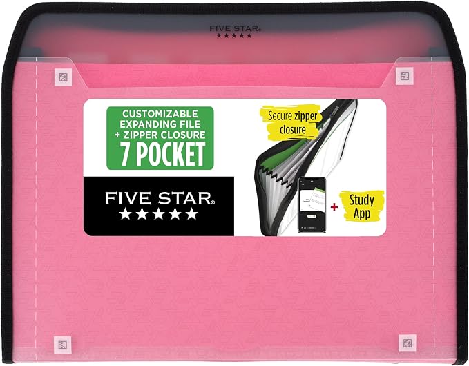 Five Star Expanding File Organizer + Study App, 7-Pocket Accordian File by FiveStar