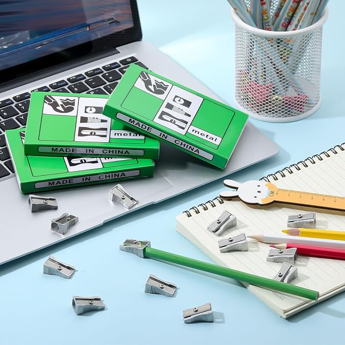 Fumete 144 Pcs Metal Mini Pencil Sharpeners Bulk Handheld Metal Pencil - Image 7