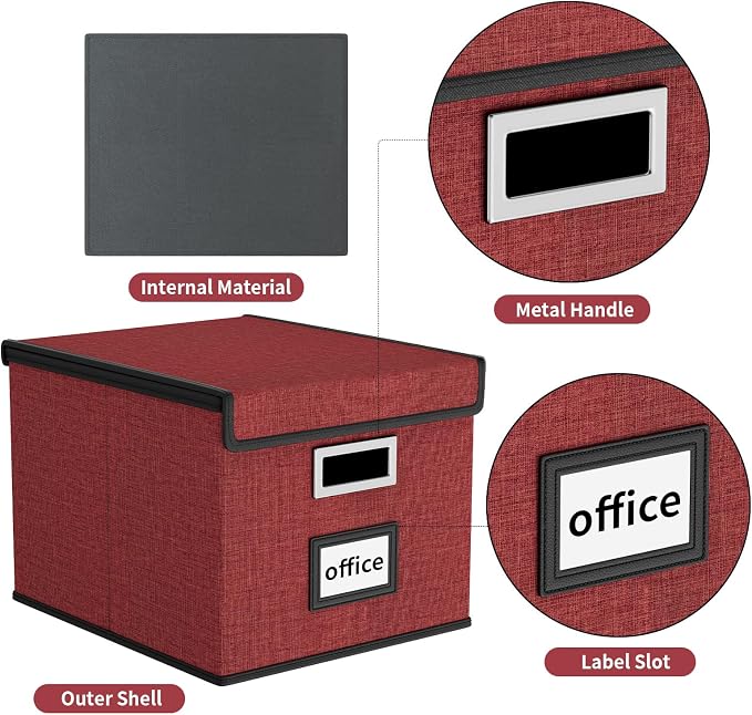 File Organizer Box with Lid, Collapsible File Folder Organizer - Image 4