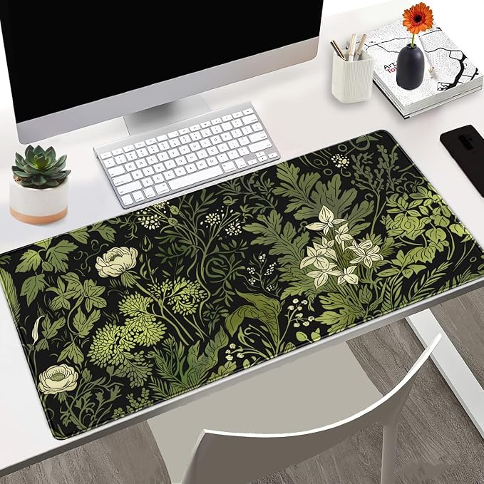 Floral Desk Mat Green Leaves Plant Desk Pad Matt - Image 2