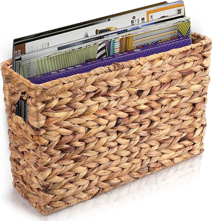 Yesland Hand-Woven Narrow Water Hyacinth Holder Wicker Basket, 15.5 x 5.5 x by Yesland
