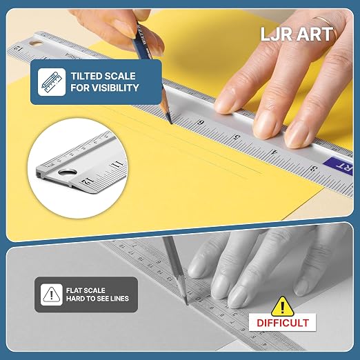 12 Inch Aluminum Cutting Ruler, Dual Scale Inch/Metric Measuring Tool - Image 3