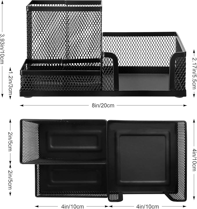 Comix Mesh Pen Pencil Holder Desk Organizer, 3 Compartment Wire Desktop Pen - Image 2