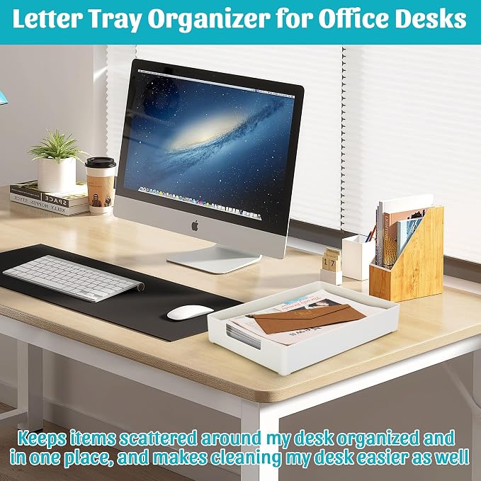 Letter-Size Tray Desk Letter Tray Paper Tray, Sturdy Heavy-Duty Plastic Printer - Image 4