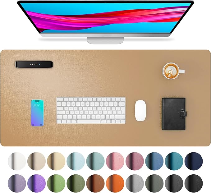 Aothia Faux Leather Desk Mat, Waterproof Desk Pad | One large surface by AothiaSimpleNaturalUnique