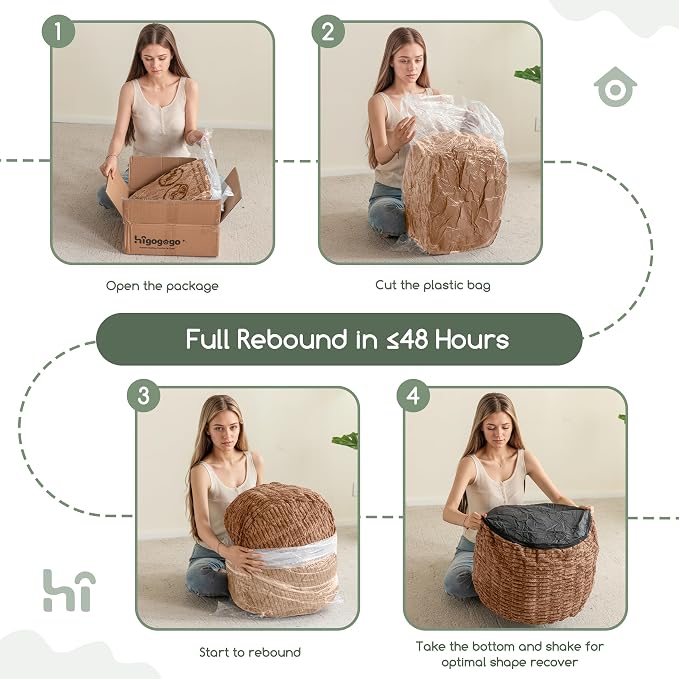 HIGOGOGO Pouf Ottoman Stuffed Round Modern Foam Filled Foot Rest Poufs - Image 5