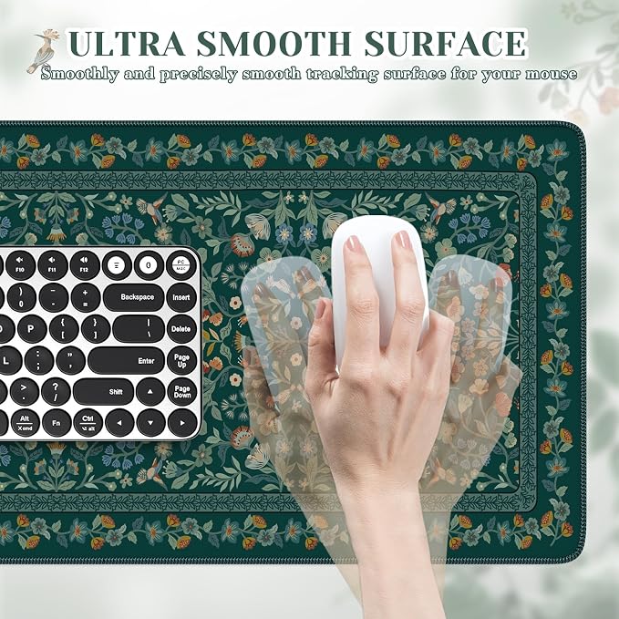 iCasso Aesthetic Floral Desk Mat, L Mouse Pads, Anti-Slip Retro Mousepad - Image 3