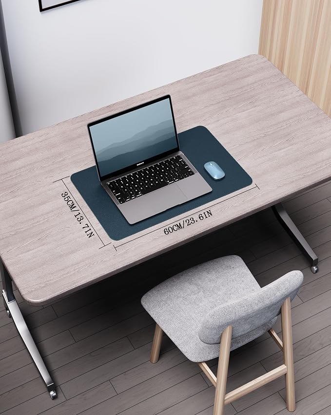YSAGi Double-Sided Desk Pad, 23.6"x13.7"Leather Desk Mat, Eco Cork Desk Pad - Image 2
