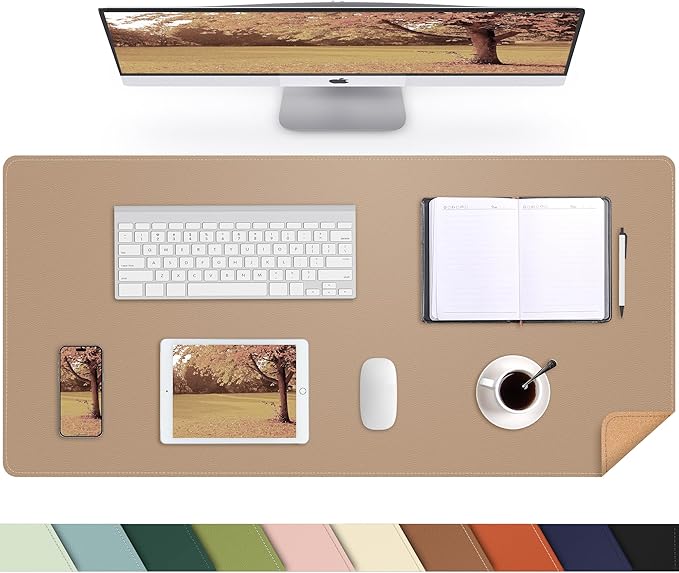 AFIING Cork Desk Mat, Dark Apricot, 35.4" x 17", Desk Pad Protector | by AFIING