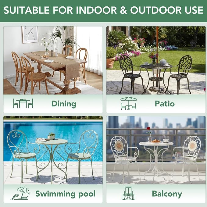 Summsun Outdoor Bistro Chair Cushions Set of 2, Sage Green - Image 7