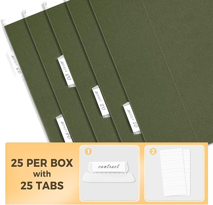 SUNEE Hanging File Folders Legal Size, 25 Pack Reinforced Hang Folders - Image 3
